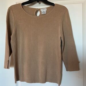 EUC George three quarter length sleeve tan knit top Size L (12-14) silk blend